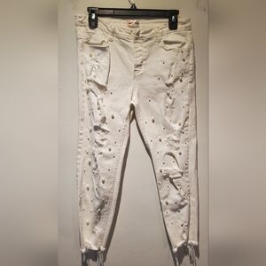 SUNSET+SPRING - JEANS/WHITE - PEARL EMBELLISHED